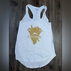 Crooks & Castles White Tank Top with Gold Graphic